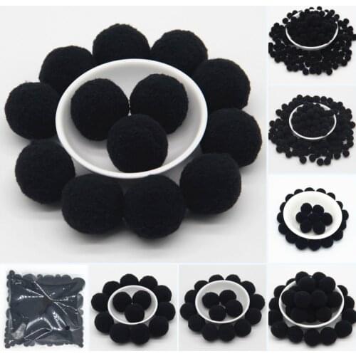 Black Pompoms 8/10/15/20/25/30mm Fur Plush Ball Craft DIY Soft Pompon Wedding Home Garment Sewing on Cloth Accessories 20g