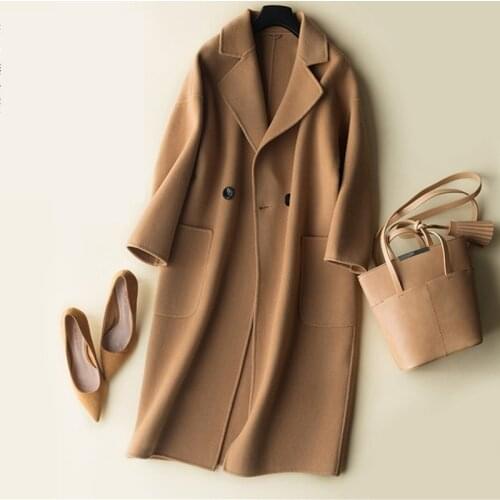 Length Wool Coat Women Double-sided cashmere 2020 New Autumn Winter Woolen jacket Female Loose Outerwear casaco feminino