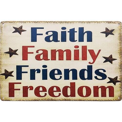 Faith Family Friends Freedom Furniture Living Room Bedroom Room Decoration Office Club Wall Decoration Retro Metal Wall Sign