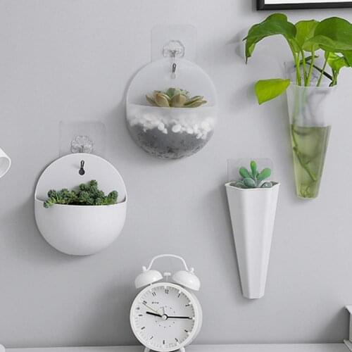80%HOTHanging Flowerpot Eco-friendly Punch-free Plastic Hydroponic Wall Plant Vase for Garden