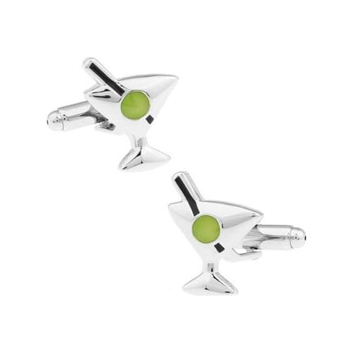 IGame Factory Price Retail Mens Cufflinks Green Color Brass Material Cocktail Design Cuff Links