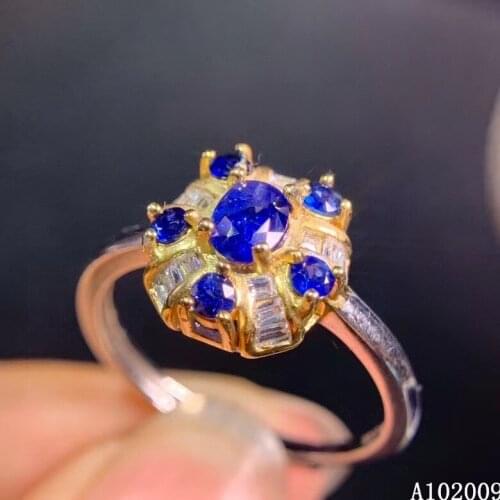 KJJEAXCMY fine jewelry 925 sterling silver inlaid natural sapphire new ring exquisite girls ring support test