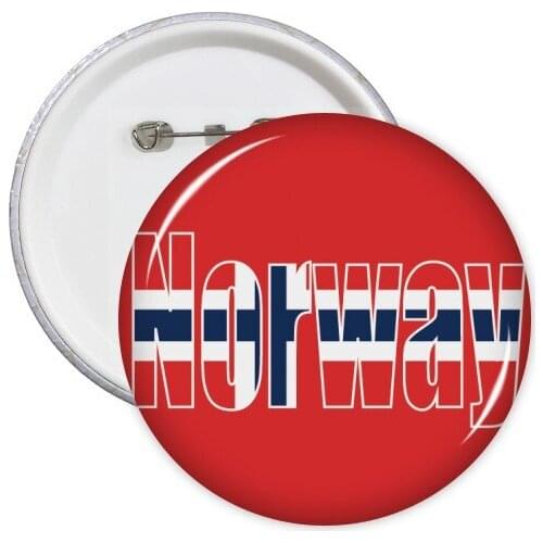 Norway Country Flag Name Round Pins Badge Button Clothing Decoration 5pcs Gift