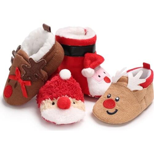 Cute Snow Cotton Warm Boots Infant Soft Soled Newborn Winter Baby Shoes For Girl Anti-slip Christmas Booties