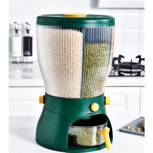 20KG Multifunctional Rotating Food Storage Box With Lid Moisture Insect Proof Grain Organizer Moisture Proof Separat Rice Bucket