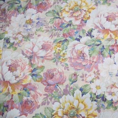 New arrive 100% Cotton Blue Twill Material Bed Sheet Printed Blooming Flower Design Sewing Textile Scrapbooking Crafts
