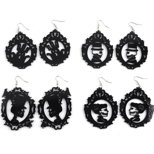 New Punk Acrylic Halloween Big Hollow Dangle Earrings For Women Girl Witch Ghost Skeleton Earrings Brinco Festival Charm Jewelry