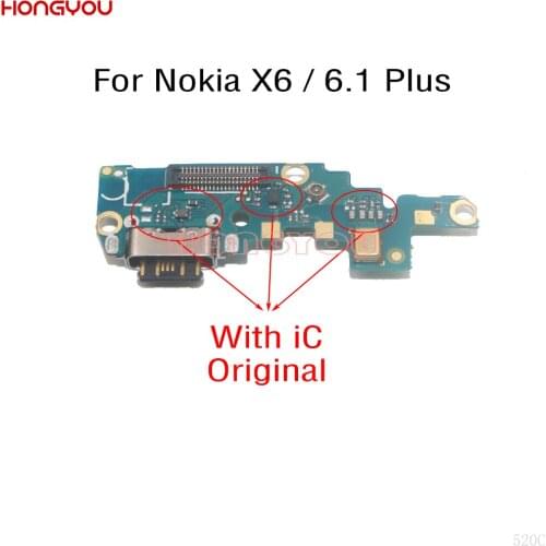 Original 10PCS For Nokia X6 2018/6.1 Plus TA-1083/1099/1103 USB Charge Dock Board Charging Socket Jack Port Connector Flex Cable