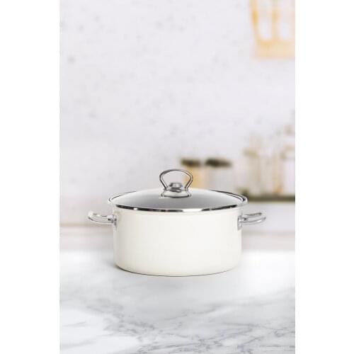 Antique Cream Enamel Cookware | 22 cm