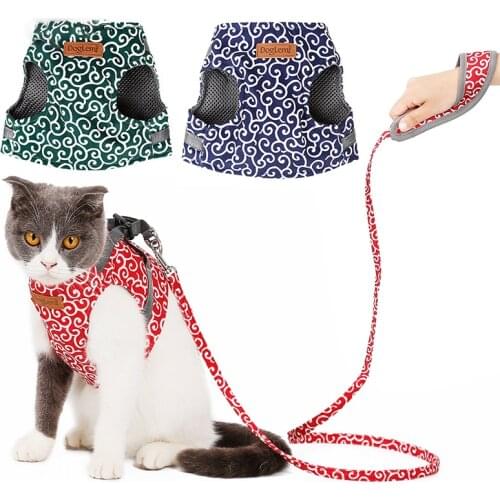 Pet Cat Dog Harness Small Medium Dog Collar Walking Lead Leash for Cat Puppy Harnesses Dogs Mesh Chest Strap Vest Adjustable