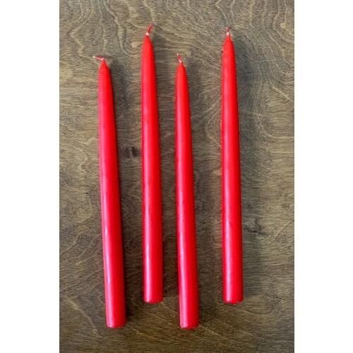 Mysterious Home 4'lü Set Red Candlestick Candle