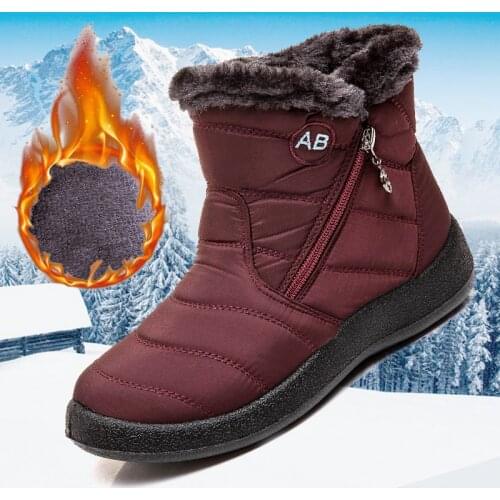 Women Snow Boots Warm Short Plush Winter Ankle Boots Plus Size Ladies Booties Female Zip Comfort Warm Shoes Woman Footwear