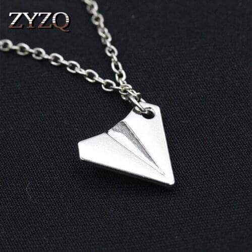 ZYZQ Trendy Personality Chain Necklace For Girl Elegant Silver Plated Unique Airplane Shaped Design Daily Accessories Jewelry