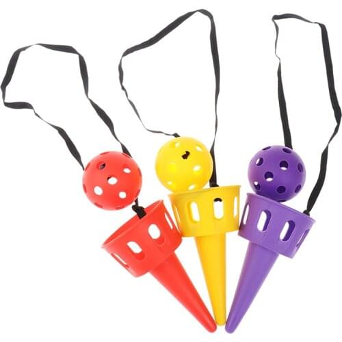 1Set Fun Ball and Cup Toy Set for Children Outdoor Throw and Catch Ball Game Toy Softball for Beginner Kids Motor Skills Toy