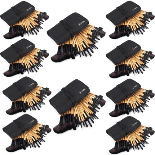 10 sets/ lot Vander 32pcs Brushes Bag Tools Foundation Face & Eye Powder Blusher Cosmetics Makeup Brush Kits Collections Gift