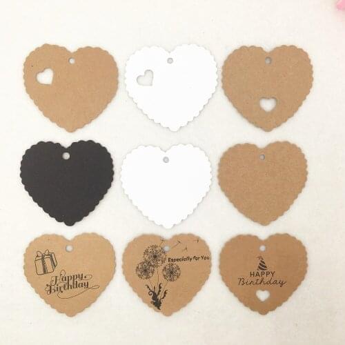 100 pcs DIY Food Label Wedding Gift cake box Decorating Tag Packaging Label Brown Kraft Paper Tags love hearts tags 6.5x6 cm