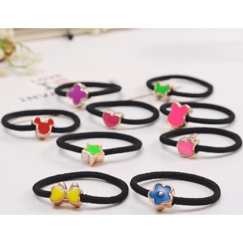 20Pcs/Lot Girls Hair Accessories Bows Elastic Hair Bands Butterfly Scrunchy Flower Hair Band Cute Candy Color Beads Headdress