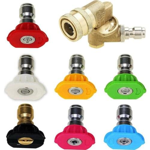 7pcs/Set 1/4" Quick Connector Car Washing Nozzles High Pressure Washer Sprayer Nozzle Tip Washer Accessories