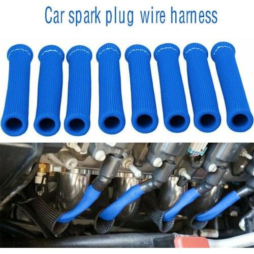 8 PCS 2500 Car Accessories Spark Plug Wire Boots Engine Heat Shield Protector Sleeve 350 Red