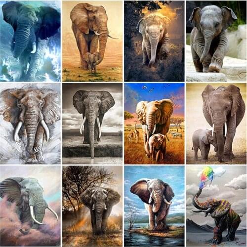 DIY Elephant 5D Diamond Painting Full Round Drill Animal Diamond Embroidery Cross Stitch Rhinestone Mosaic Home Decor