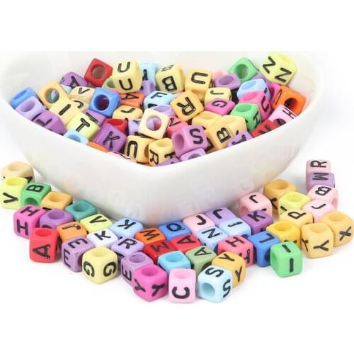 Mixed Colorful Bottom Black Letter Acrylic Bead Charm Loose Spacer Beads For Jewelry Making DIY Needlework Bracelet Accessories