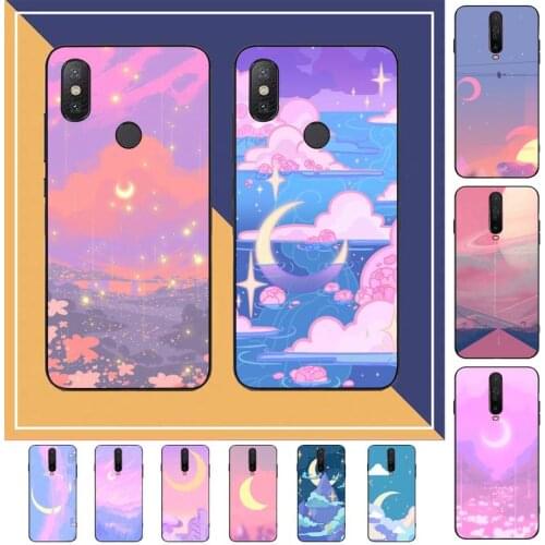 Cartoon Pink Clouds Moon Phone Case for Redmi Note 8 7 9 4 6 pro max T X 5A 3 10 lite pro