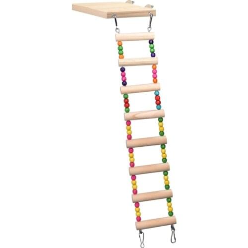 Wooden Parrot Hamster Climbing Ladder Swing Play Toys Set Birds Exercise Perch