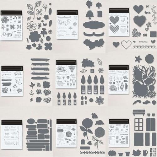 Hearts Tags Doors Blooming Flowers Sentences Phrases Transparent Clear Stamp Cutting Die For DIY Scrapbooking Craft Cards 20A