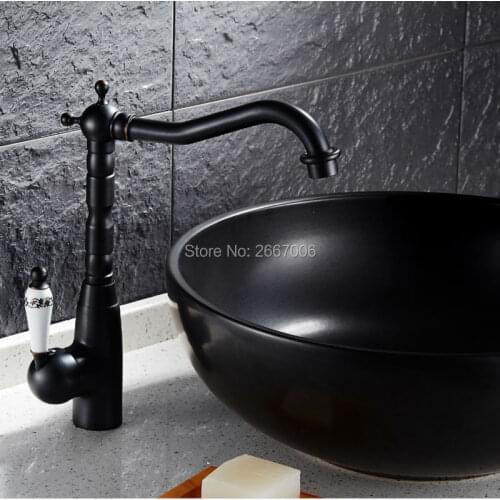 GIZERO Newly Promotion Black Brass Swivel Faucet 360 degree rotating Kitchen Sink Mixer Bathroom Countertop Faucets GI615