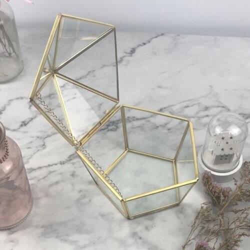 Jewelry Storage Gift Box Wedding Ring Organizer Geometry Glass Flower House Home Decoration Gift Box DIY Jewelry Storage Box