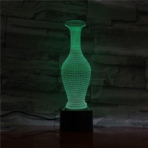 Creative 3D led Night Lamp Vase Shape Colorful Touch Remote Control Vision USB Cable Small Table Lamps Nightlight 1303