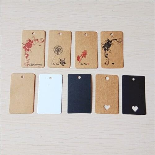 300pcs/lot 5x3cm Cardboard Handmade Square Kraft Paper Tags For Engagement Anniversary Decoration Paper Kraft Hanging Label Tags