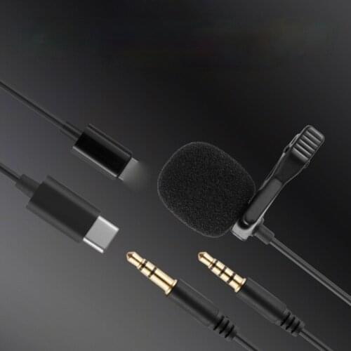 1.5m Mini Lavalier Microphone Recording Mic for iPhone Type C 3.5mm Android Samsung Huawei Xiaomi PC Phone Camera