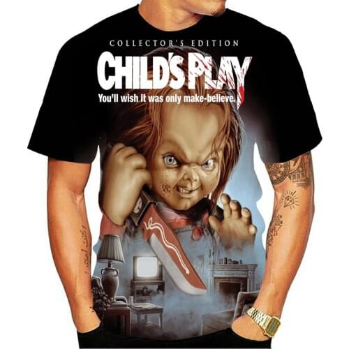 Chucky Doll Halloween Horror 3D T-shirts For Men Creative Cotton Tees O-Neck Short Sleeve T Shirt Plus Size Clothing