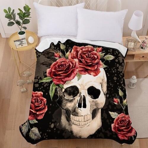 Skull red Rose Blanket 3D bedspread for Kid Adult Bedding Sofa Throws Soft