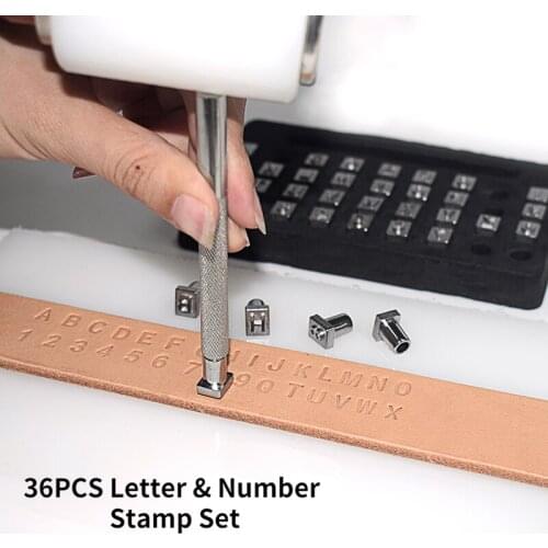 36pcs Leather Carving Stamping Set Metal Stamps Alphabet Number Punch Tools Custom Name DIY Leather Stamps Craft Press Kit