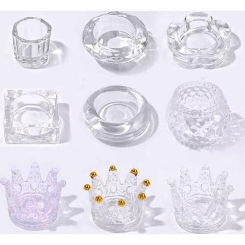 New Acrylic Nails Clear White Color Transparent Kit Acrylic Powder Dish Acrylic Liquid Acryl Nail Crystal Glass Cup for C1FF