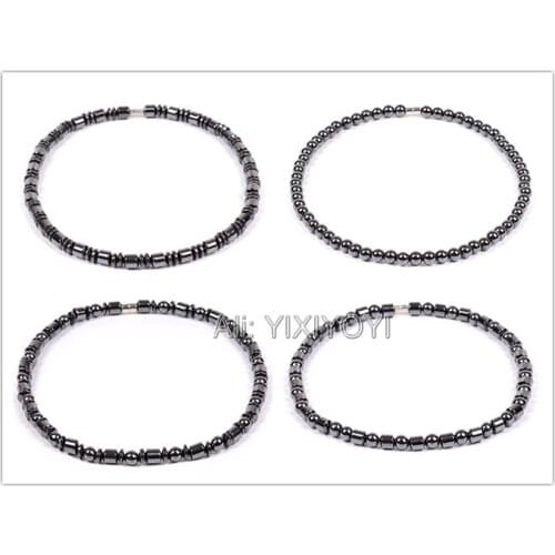 Wholesales Fashion 6mm 8mm Magnetic Hematite Round Beads Necklace Black Magnetic Hematite Men Women Healthy Jewelry Necklace