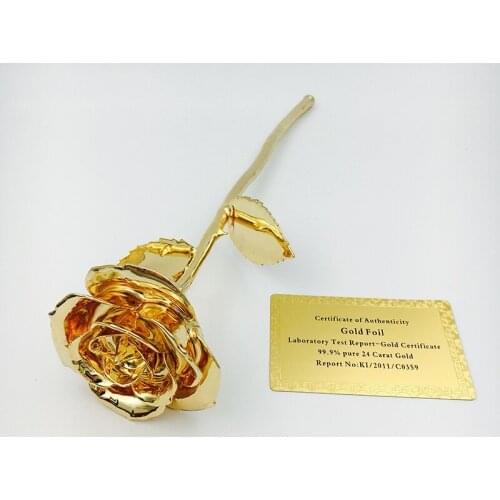 24k rose gold plated Real Rose Flower with acrylic display and gift box for wedding gifts