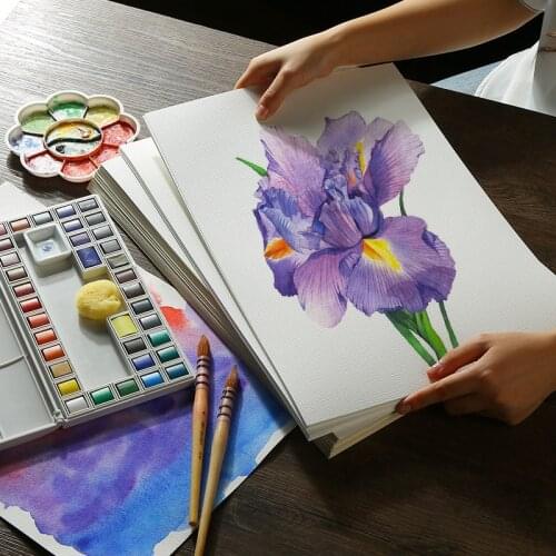 Professional Watercolor Gouache Painting Paper 20Sheets Water Color Transfer Paper For Beginner Hand Painted Watercolor Book