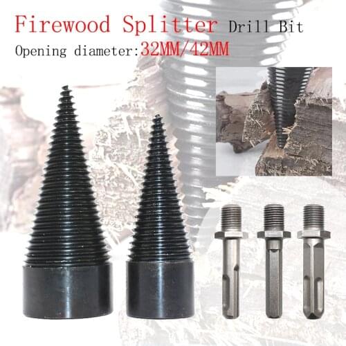 32mm/42mm Firewood Drilling Tool Conical splitter Step drill bit Square /Round/Hex shank reamer Split drilling woodworking tools