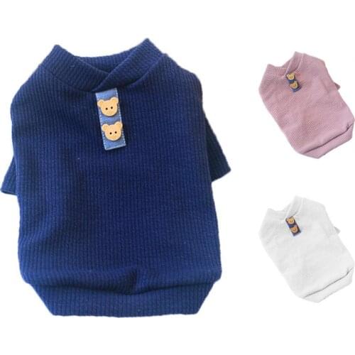 Pet Sweater Solid Color Long Sleeve Cotton Skin-friendly Winter Daily Life Dog Sweatershirt