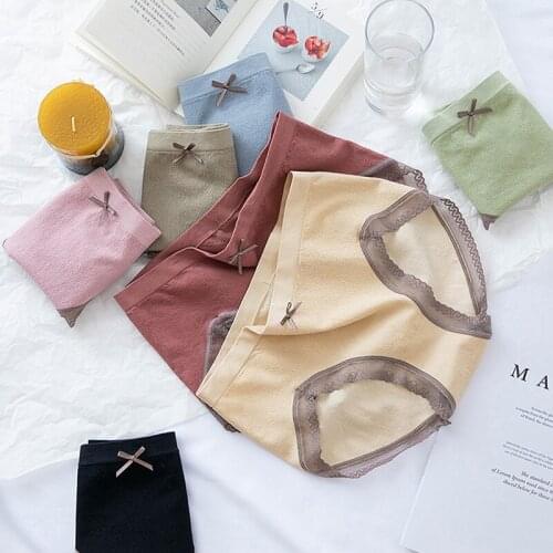 2020 new delivery students underwear 4pc/lot middle waist lovely lace briefs young girl panties Teenager plaid hot sales