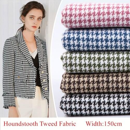 Houndstooth Tweed Fabric 10% Wool Clothing Fabric for DIY Sewing Coat Skirt Dress Costume Material Cloth