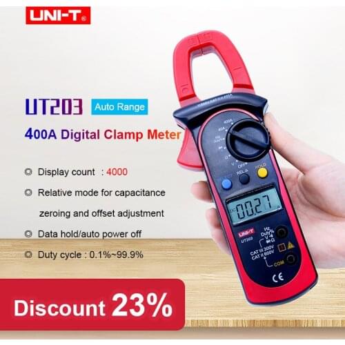 UNI-T UT203 Digital Clamp Meter Auto Range Data hold Multimeter AC DC voltmeter Ammeter Capacitance Resistance Frequency tester