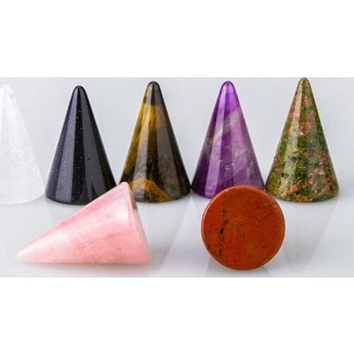 High Quality Pink Crystal Jade Cone Ring Holder Bracelet Necklace Display Stand Desktop Small Ornaments White Crystal ConeCrafts
