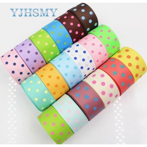 YJHSMY F-17622-189,10 yards,22/25 mm Dots Ribbons Thermal transfer Printed grosgrain Wedding Accessories DIY handmade material