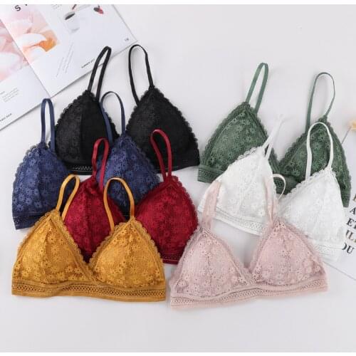 Women Bras Lace No Steel Ring Sports Bra Beauty Back Wrapped Chest Comfortable Bra Stretch Triangle Cup Padded Underwear