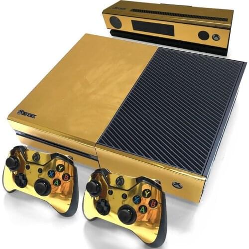Gold Glossy Skin Sticker For Xbox ONE Console Controller + Kinect Decal Vinyl