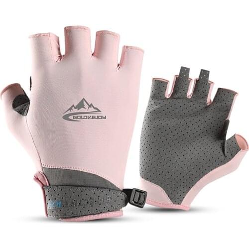 1Pair Half Finger Cycling Gloves Washable Sunscreen Sweat-Absorbing Breathable Ice Silk Gloves Universal